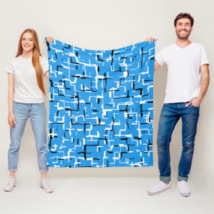 Cobertor De Velo Padrão de Abstrato branco azul e preto