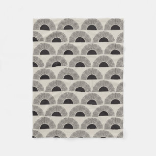 Cobertor De Velo Padrão de Abstrato de Arte Moderno Preto e bege Su