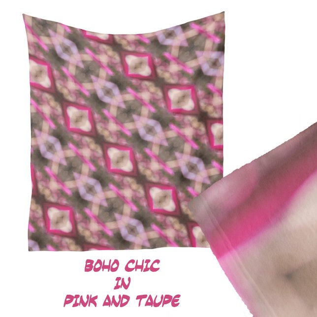 Cobertor De Velo Padrão de Abstrato do chip Taupe Boho Rosa (Criador carregado)
