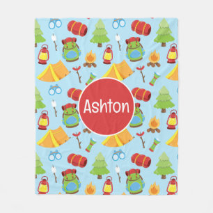 Cobertor De Velo Padrão de acampamento de verão bonito