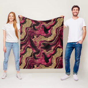 Cobertor De Velo Padrão de Ágata Vermelho e Dourado Elegante