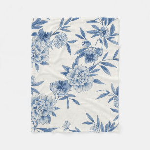 Cobertor De Velo Padrão de aguarela de toile floral azul clássico b