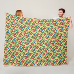 Cobertor De Velo Padrão de Amorango de Morango de Aquarela em Amare