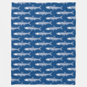Cobertor De Velo Padrão de Anchovy - Branco e Azul Shibori