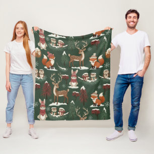 Cobertor De Velo Padrão de Animais de Natal no Bosque – 10 Inverno 
