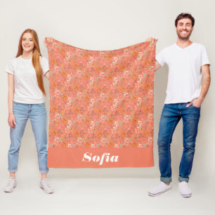 Cobertor De Velo Padrão de aquarela botânica cor-de-rosa personaliz