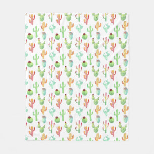 Cobertor De Velo Padrão de Aquarela Cactus Pastel