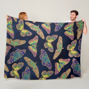 Cobertor De Velo Padrão de Aquarela das Borboletas Douradas do mari