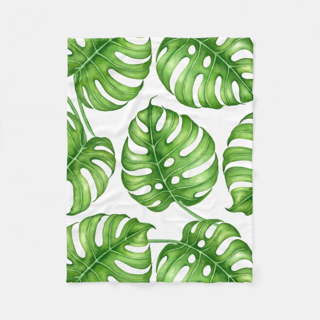 Cobertor De Velo Padrão de aquarela de Monstera (Frente)