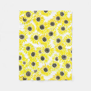 Cobertor De Velo Padrão de aquarela de Sunflower