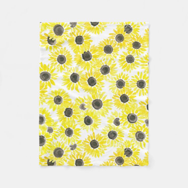 Cobertor De Velo Padrão de aquarela de Sunflower (Frente)