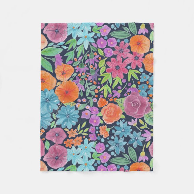 Cobertor De Velo Padrão de aquarela floral (Frente)