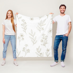 Cobertor De Velo Padrão de Arte de Linha Botânica Minimalista (9)