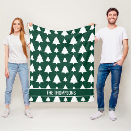 Cobertor De Velo Padrão de árvore de Natal de abeto verde e branco