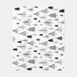 Cobertor De Velo Padrão de Árvore de Natal Preta e Branca