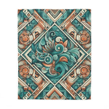 Padrão de Azul-Celeste e Terracota Inspirado nos A