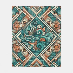 Cobertor De Velo Padrão de Azul-Celeste e Terracota Inspirado nos A