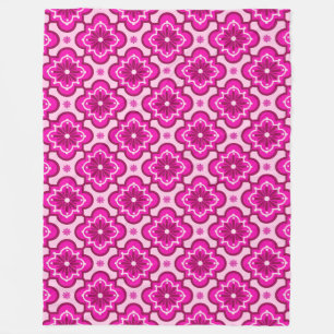 Cobertor De Velo Padrão de azulejo marroquino - Rosa Fúchsia