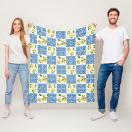 Cobertor De Velo Padrão de Azulejo País Francês Mediterrâneo Limão