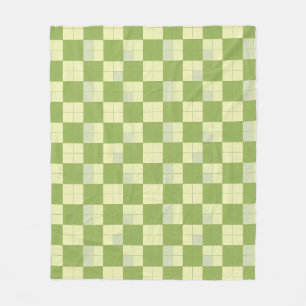 Cobertor De Velo Padrão de Azulejo Xadrez Verde e Creme