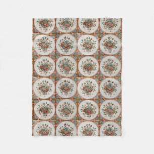 Cobertor De Velo Padrão de Azulejos Florais de Terracotta Vintage