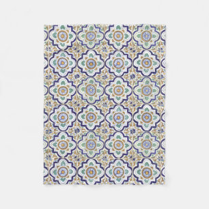 Cobertor De Velo Padrão de Azulejos Ornamentais Botânicas Vintage
