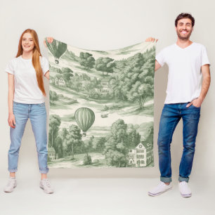 Cobertor De Velo Padrão de Balão Toile Verde Romântico Campestre