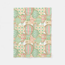 Cobertor De Velo Padrão de Balões de Ar Quente Azul e Rosa Pastel