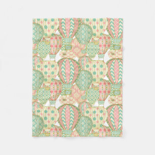 Cobertor De Velo Padrão de Balões de Ar Quente Azul e Rosa Pastel