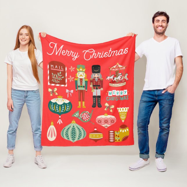 Cobertor De Velo Padrão de biscoito festivo Vermelho Natal (In Situ)