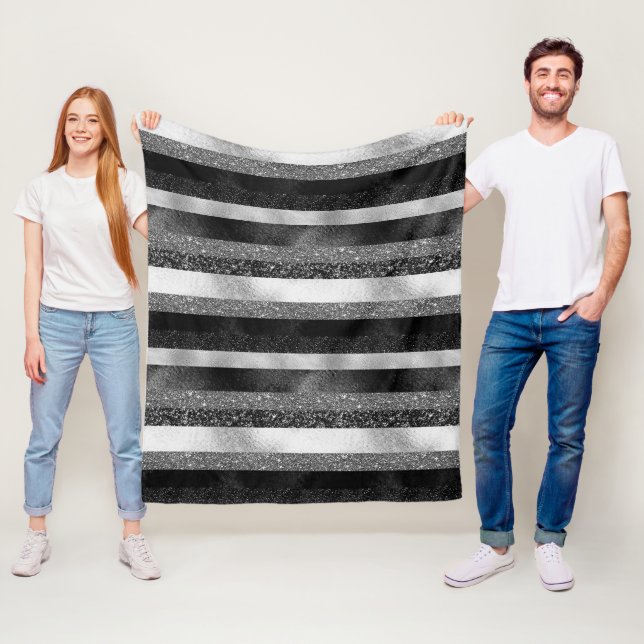 Cobertor De Velo Padrão De Brilho Preto E Prateado (In Situ)