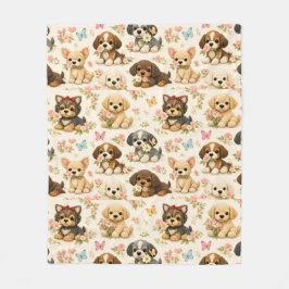 Cobertor De Velo Padrão de cachorrinho fofo floral Borboleta 