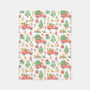 Cobertor De Velo Padrão de Caminhão Vermelho Vintage de Natal