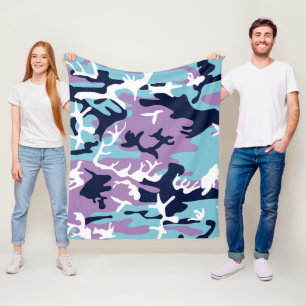 Cobertor De Velo Padrão de Camo - Marinho azul roxo Branco