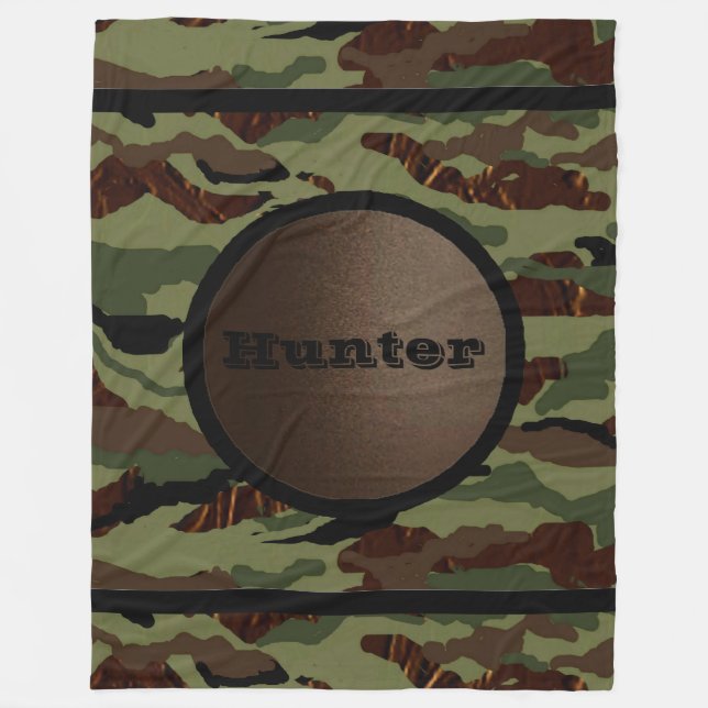 Cobertor De Velo Padrão de Camouflage 1 Fleece Blanket Hunter (Frente)