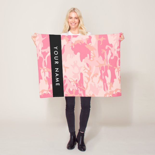 Cobertor De Velo Padrão de Camuflagem Rosa, Seu nome, Personalize (In Situ)