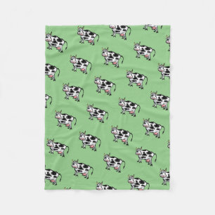 Cobertor De Velo Padrão De Cartoon De Vaca Preta E Branca