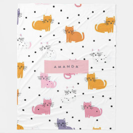 Cobertor De Velo Padrão de Cat Playful Personalizado com Bolinhas