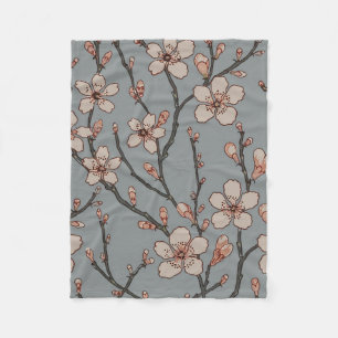 Cobertor De Velo Padrão de cereja de flores cor-de-rosa elegante