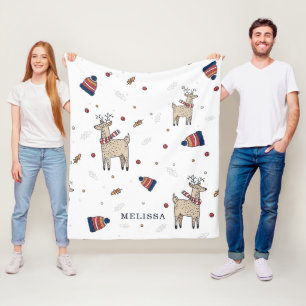 Cobertor De Velo Padrão de chapéu de rena de Natal Personalizado