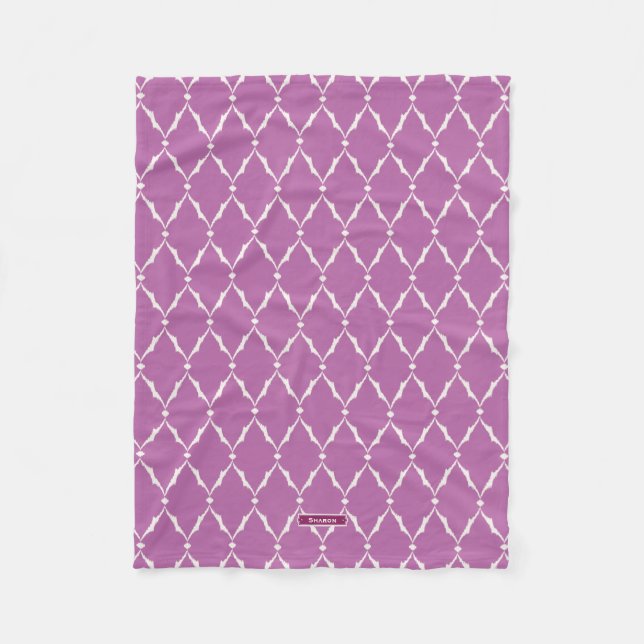 Cobertor De Velo Padrão de chevron de ikat roxo texturizado chic mo (Frente)