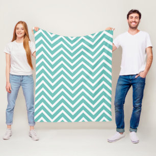 Cobertor De Velo Padrão De Chevron Decorativo Leve Teal E Branco