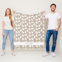 Padrão de Coelho Bege e Branco com Nome Páscoa