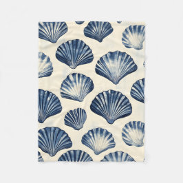 Cobertor De Velo Padrão de conchas do mar azul marinho