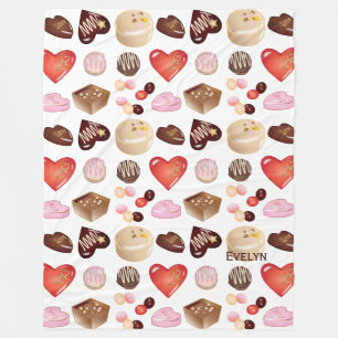 Cobertor De Velo Padrão de Coração de Doce de Chocolate Colorido No