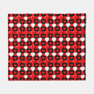 Cobertor De Velo Padrão de Coração Vermelho e Branco