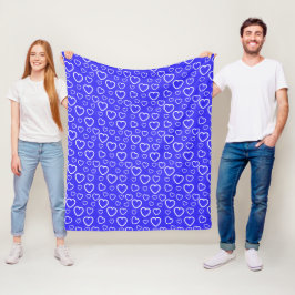 Cobertor De Velo Padrão de Corações de Amor Azul e Branco