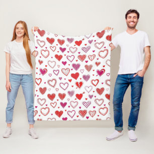 Cobertor De Velo Padrão de Corações de São Valentim Desenhados à Mã