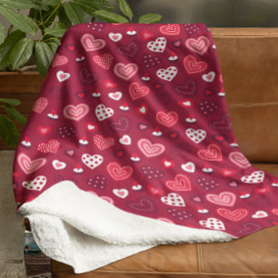 Cobertor De Velo Padrão de corações do Namorados vermelho