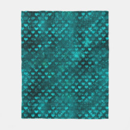 Cobertor De Velo Padrão de Corações em Glitter Glam com Ombre Verde
